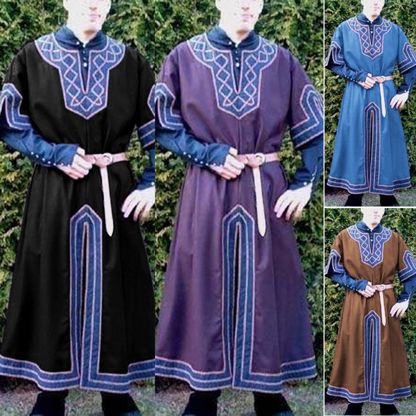 Men Medieval Long Tunic Short Sleeve ...